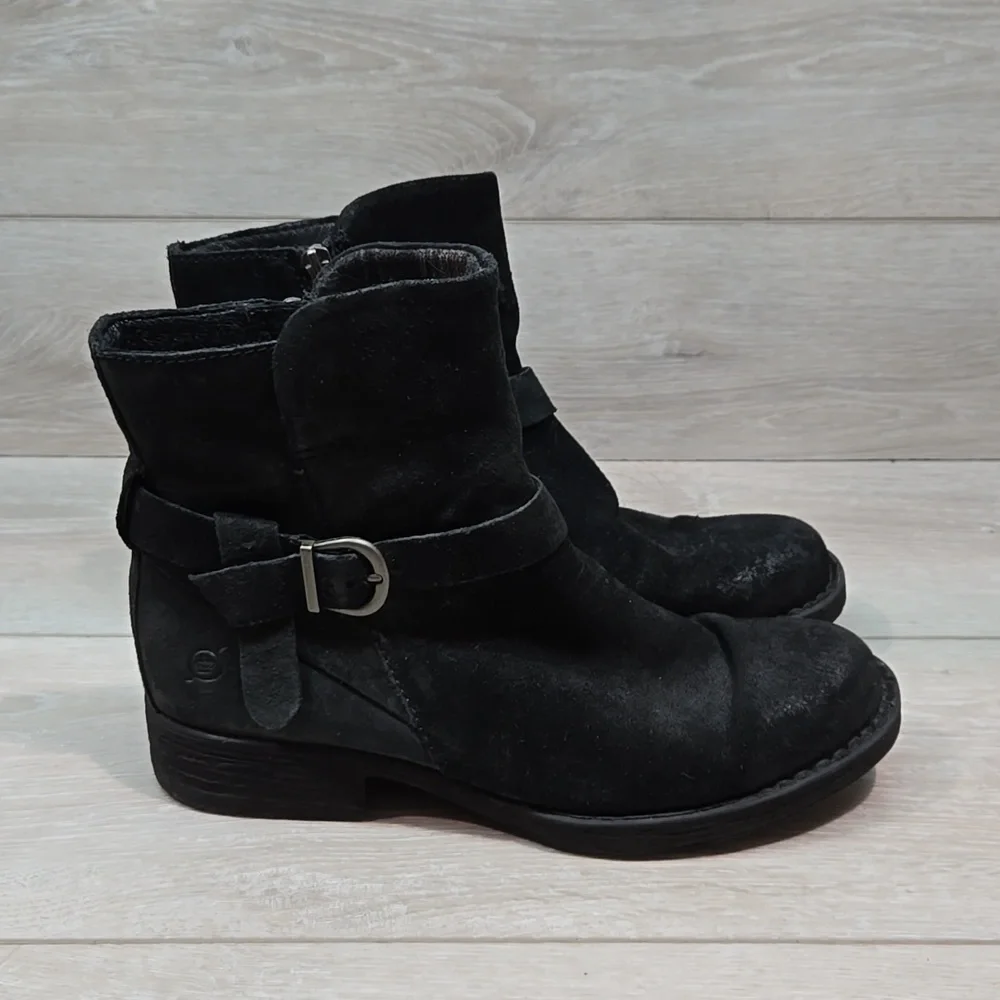 Born Women Ankle Moto Distressed Leather Boots shoes sz 8.5M